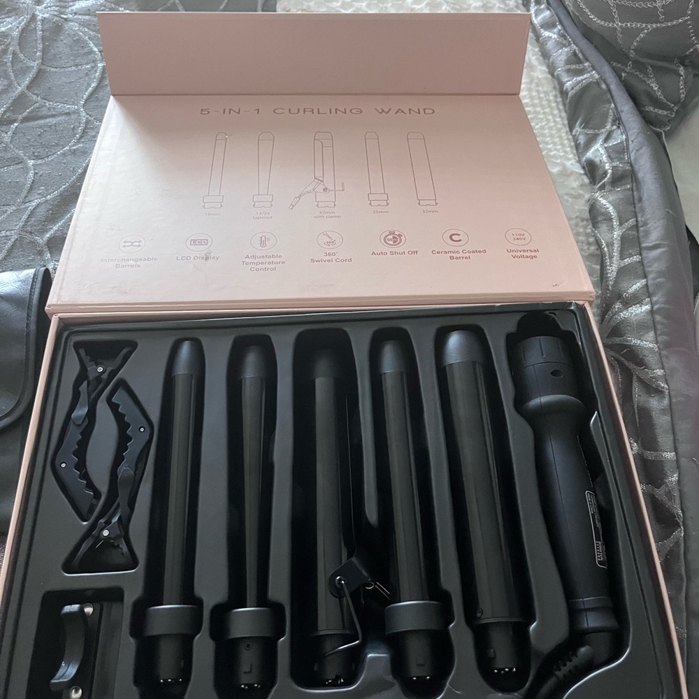 Bombay 5-in-1 Curling Wand Set in Black